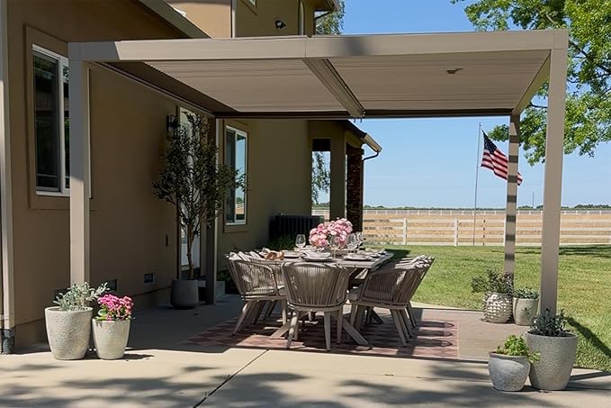 PURPLE LEAF Louvered Pergola 12' × 16' Outdoor Hardtop Gazebo Adjustable by PURPLELEAF