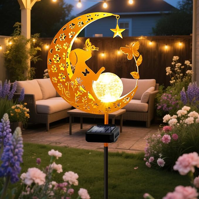 YJFWAL Garden Solar Dog Lights Pathway Stake Lights Glass Globe by YJFWAL