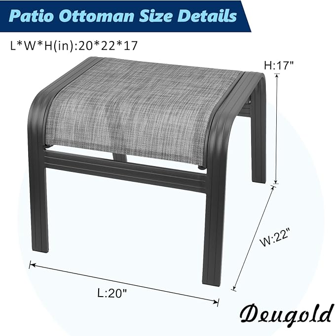 Outdoor Patio Ottoman Seat Textilene Portable Metal Footstool Portable Footrest - Image 3