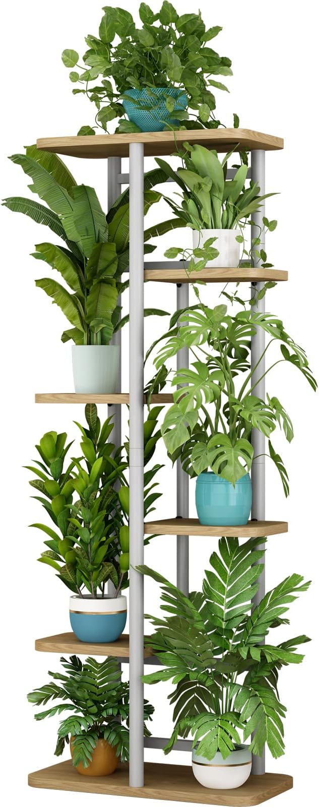 LINZINAR Plant Stand 6 Tier 7 Potted Multiple Flower Pot Holder Shelf Indoor by LINZINAR