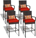 Sundale Outdoor Wicker Bar Stool Set of 4, Patio Counter Height Pub Chair by SundaleOutdoor
