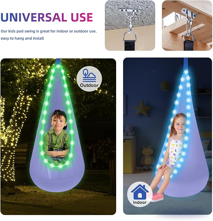 Light Up Swing Chair Hammock Chair Indoor Outdoor - Image 5