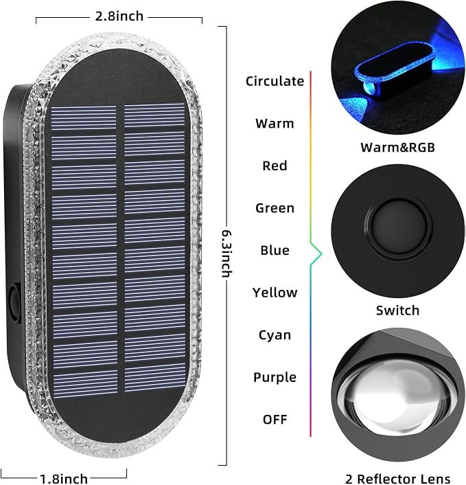 4 Pack Solar Fence Lights, RGBW 8-Color Changing Waterproof Top and Bottom - Image 5
