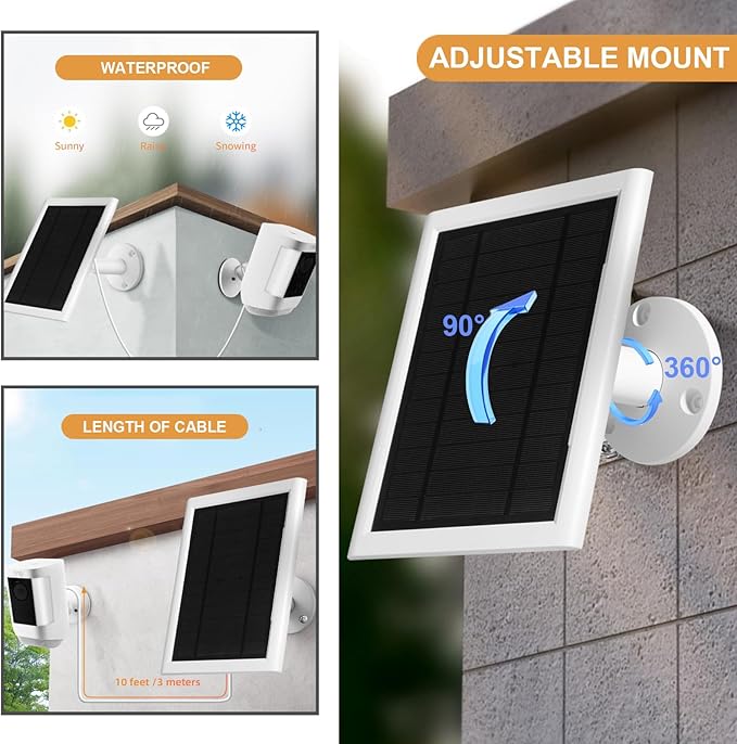 5W Solar Panel Compatible for Ring Camera Spotlight Cam Plus/Pro Stick Up - Image 4
