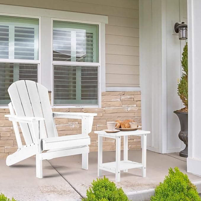 Adirondack Outdoor Side Table, 2-Tier Sturdy Patio End Table Weather Resistant - Image 2