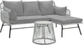 EROMMY 3 Piece Boho Patio Conversation Sets, L-Shaped Sectional Patio Furniture by EROMMY
