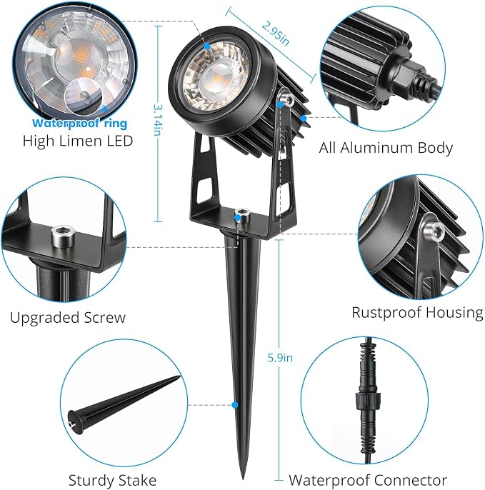 Plug and Play Low Voltage Landscape Lighting Kit, Warm White Waterproof Outdoor - Image 8