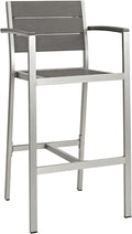 Modway Shore Aluminum Outdoor Patio Bar Stool in Silver Gray by Modway