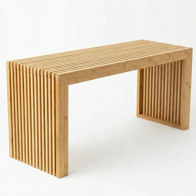 Bamboo Natural 36 inch Wooden Bench, Small Wood Benches by SWEVEN