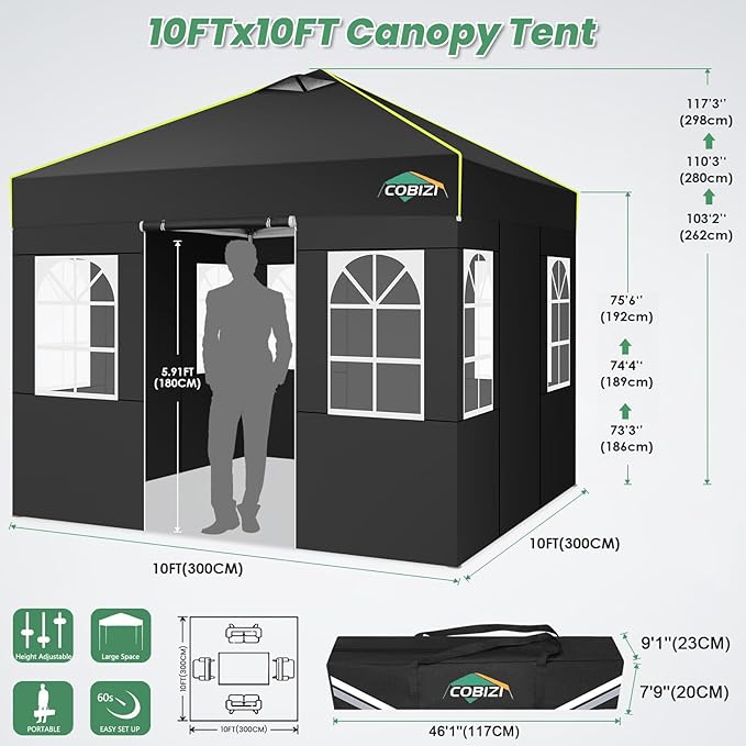 COBIZI 10x10 Pop Up Canopy Tent - Image 5