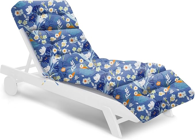 Waterproof Outdoor Chaise Lounge Chair Cushion 74.4 x 22 x 4.7 Inches Memory by Tycdiose