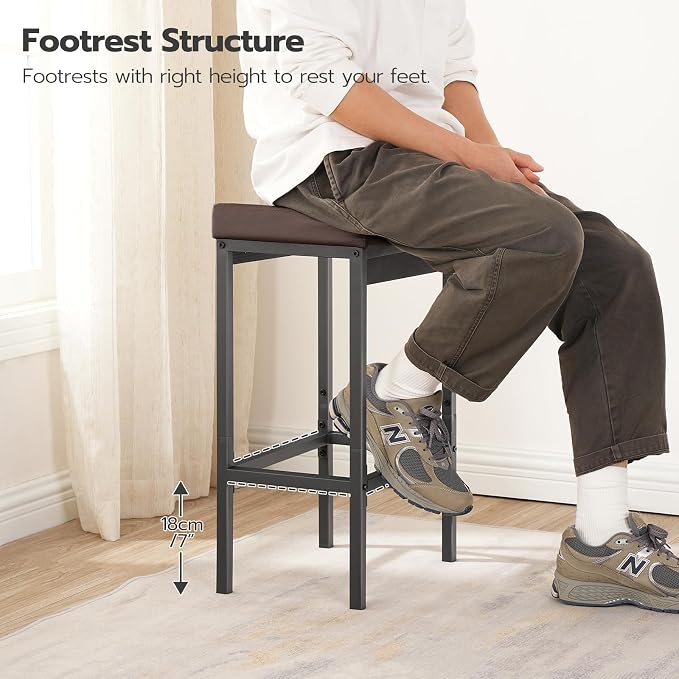 HOOBRO Bar Stools, 24.8-Inch Height Stools, Breakfast Barstools, Kitchen Bar - Image 4