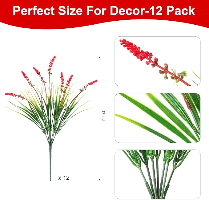 Artificial Faux Plants Flowers for Outdoor Decorations, Fake Monkey Grass for - Image 8