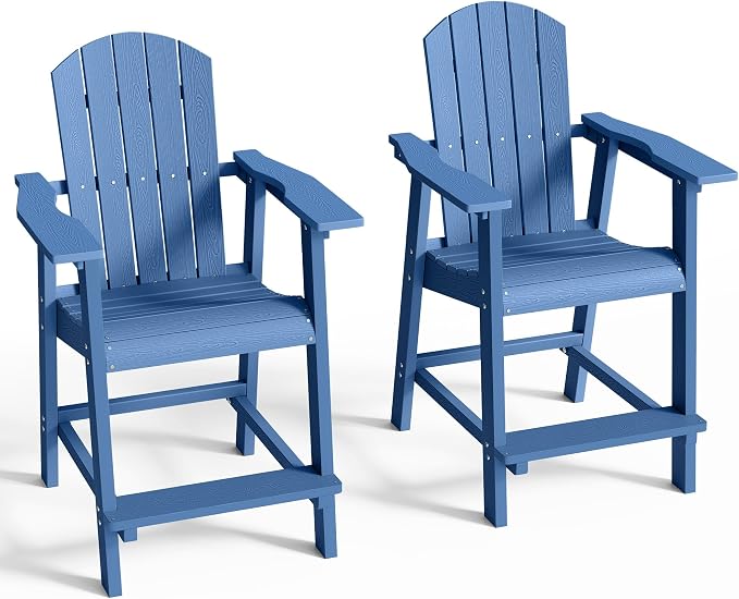 DWVO 25" Tall Adirondack Chair, Poly Bar Height Balcony Chairs - Image 8