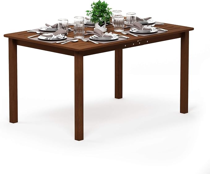 Furinno Tioman Outdoor Dining Table, Natural 35.5"D x 59.0"W x 29.0"H - Image 6