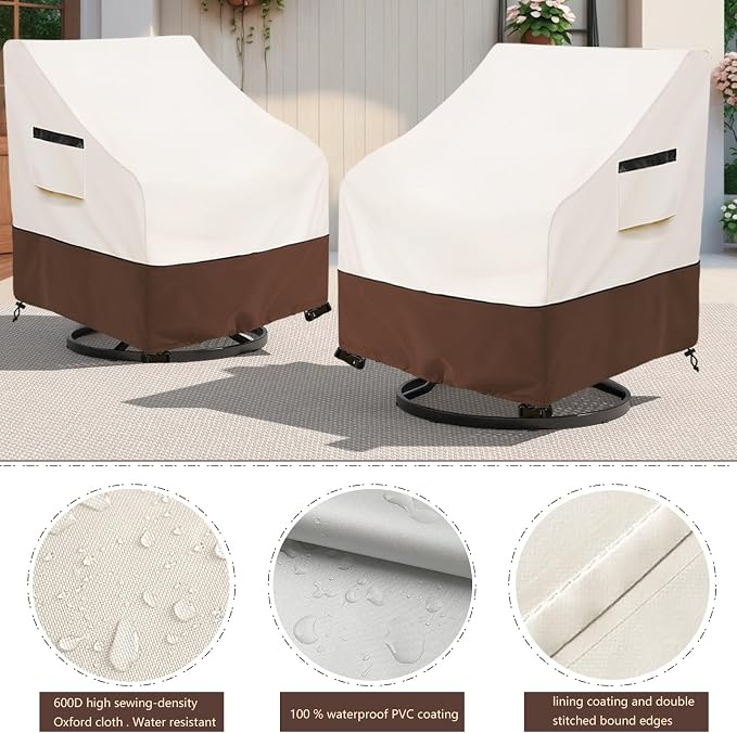 Patio Chair Covers Waterproof Patio Furniture Covers, 30W x 34 D x 38.5 H - Image 4