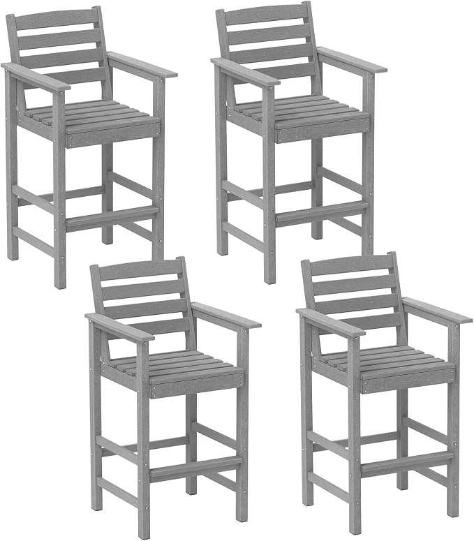 Tangkula Patio Adirondack Chairs Set of 4, HDPE Bar Height Chair by TANGKULA