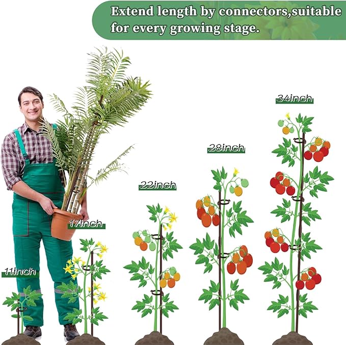Plant Stakes 17inch &11inch SupKing 16Pcs Adjustable Flower Support Poles - Image 5