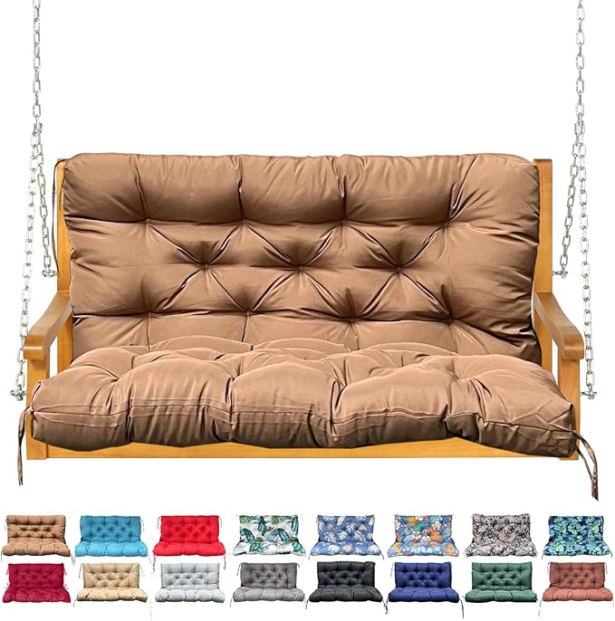 Porch Swing Cushion with Backrest, Waterproof Bench Cushion by NANGELRN