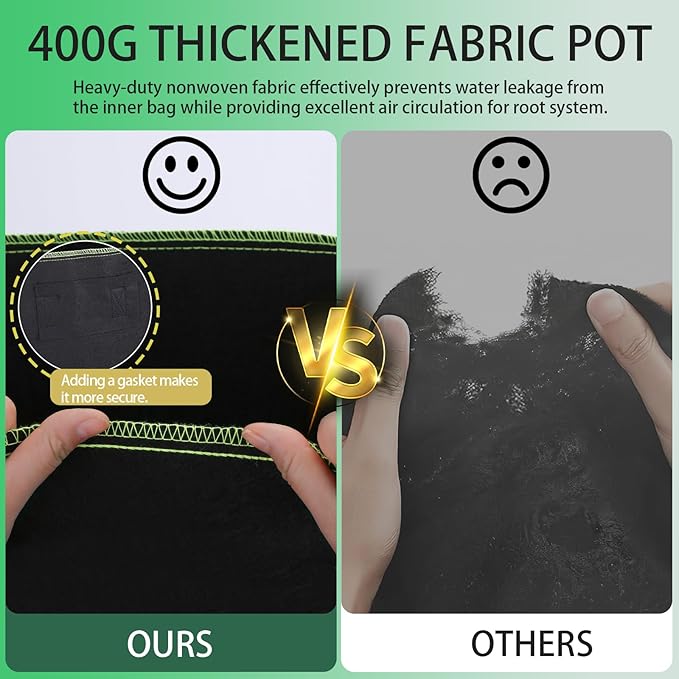 1-Pack 100 Gallon Plant Grow Bags, Thickened Nonwoven Fabric Pots - Image 6