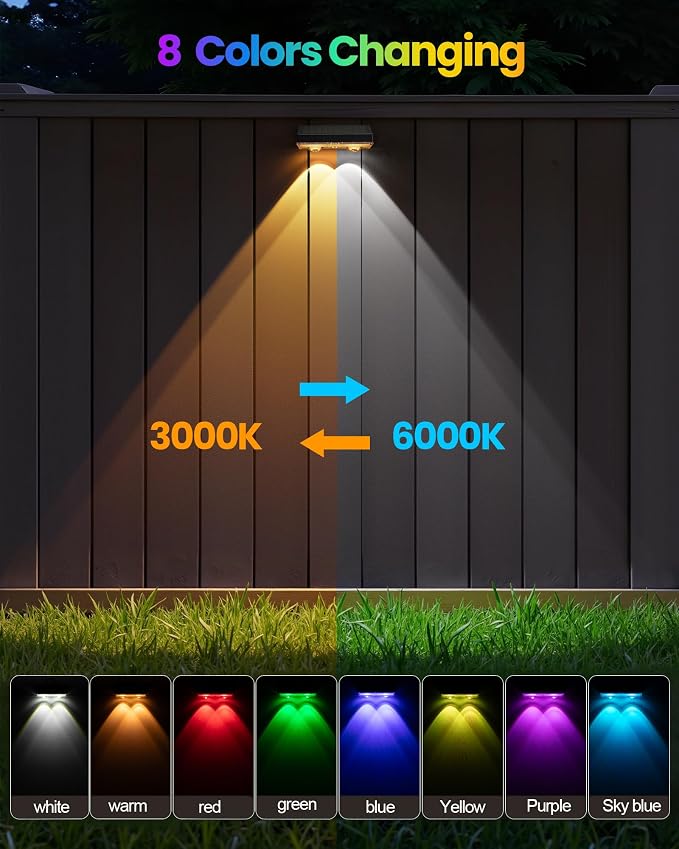Bridika Solar Fence Lights Outdoor Waterproof, 12 Pack Fence Light Solar Powered - Image 3