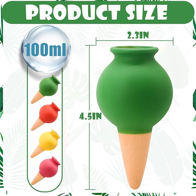 Terracotta Watering Spikes, 4 Pack Self Watering Globes, Slow Release Self - Image 2