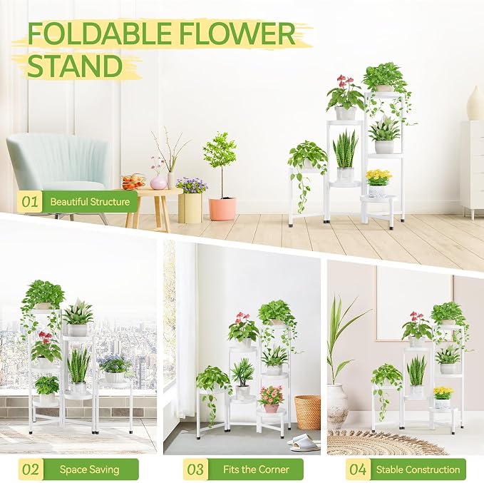 iDavosic.ly Plant Stand Indoor Outdoor, 6 Tier Corner Metal Flower Display - Image 5