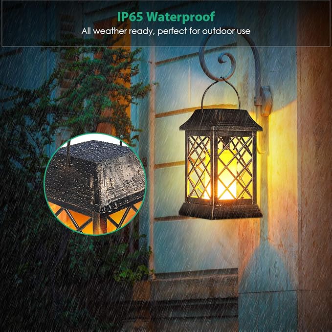 TomCare Solar Lights Outdoor Flickering Flame Metal Solar Lantern Outdoor - Image 6