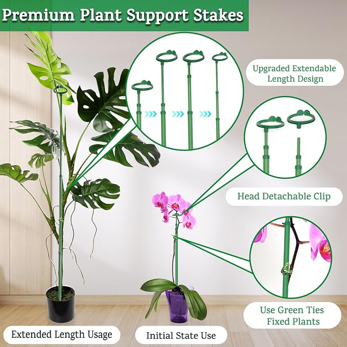 Extendable Plant Stakes, Length Scalable from 17.9IN to 42.3IN Plant Support - Image 4