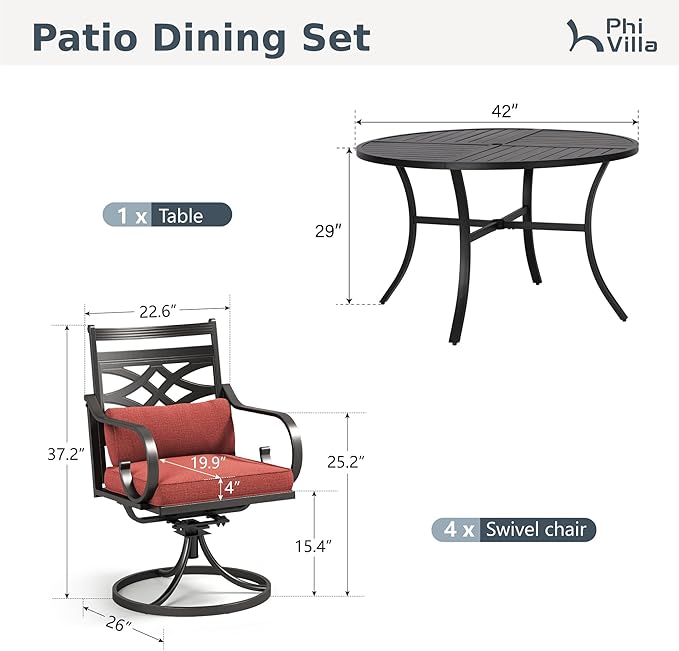 PHI VILLA 5 Pieces Outdoor Dining Set - Image 2