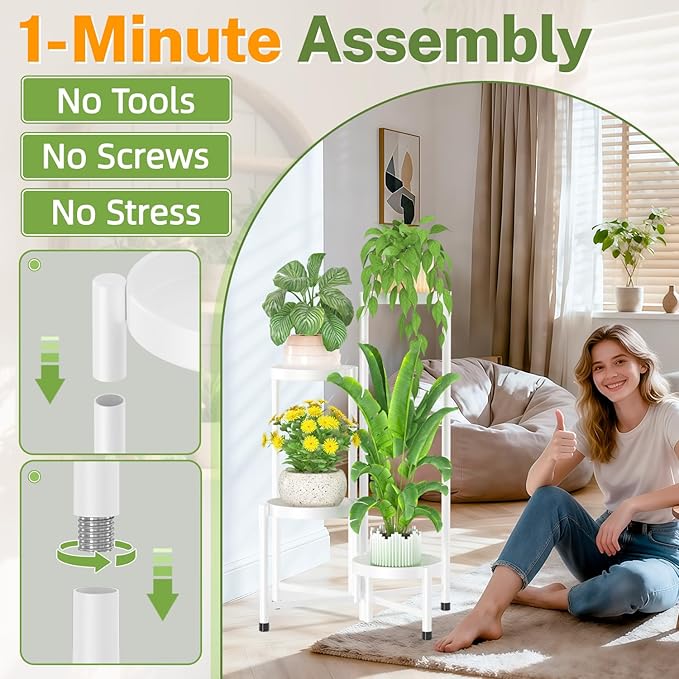 iDavosic.ly Plant Stand Indoor Outdoor, 4 Tier Corner Metal Flower Display - Image 2