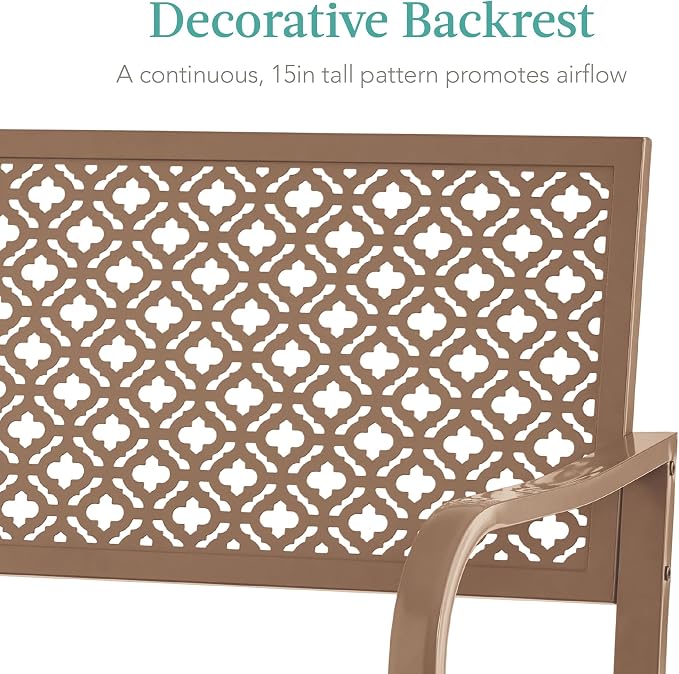 Best Choice Products Outdoor Bench 2-Person Metal Steel Benches Furniture - Image 5