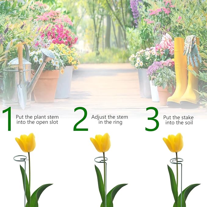 36 Inch 12 Packs Plant Support Stakes, Garden Single stemmed Plant Support Hoops - Image 4