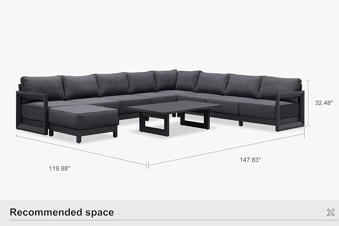 PURPLE LEAF Patio Furniture Set U-Shaped Outdoor Couch - Image 9