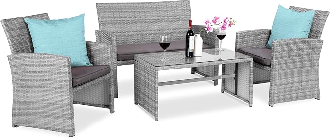 Best Choice Products 4-Piece Outdoor Wicker Patio Conversation Furniture Set by BestChoiceProducts