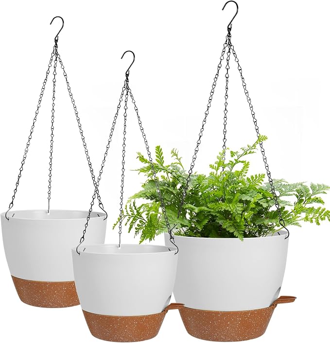 10/9/8 Inch Hanging Planter for Indoor Outdoor Plants, 3 Pack Self-Watering by Lucieblessdesign