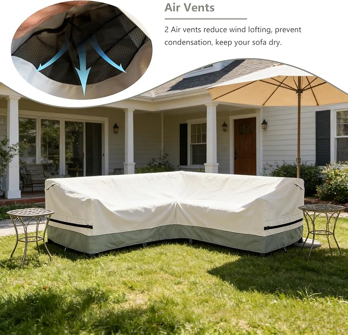 okcool Outdoor Sectional Sofa Cover Waterproof-V-Shaped Patio Furniture Covers - Image 6