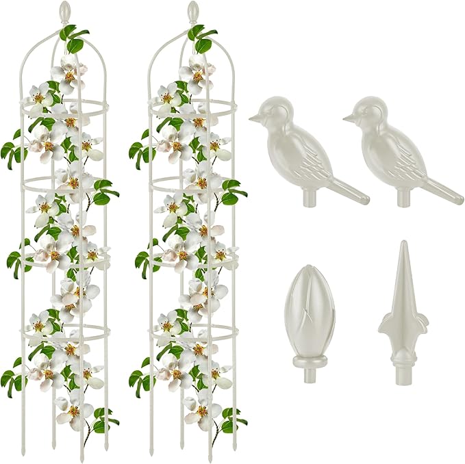 2 Pcs Garden Obelisk Trellis for Climbing Plants Outdoor 6 Ft Rose Bush Round by Miuwauer