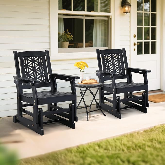 VINGLI Fir Wood Outdoor Glider - Image 2