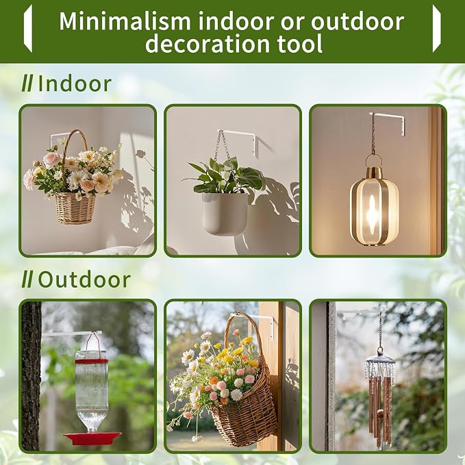 Plant Hangers Outdoor Indoor, 4 Pack 8" Plant Hooks - Image 2