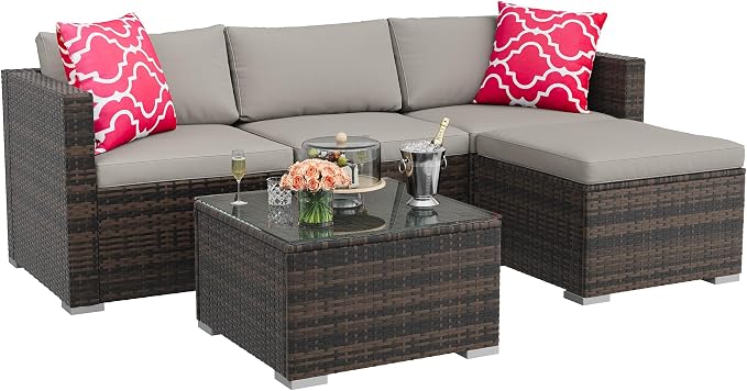 GAOMON 5-Piece All-Weather Patio Furniture Set, Convertible Outdoor Sectional by GAOMON