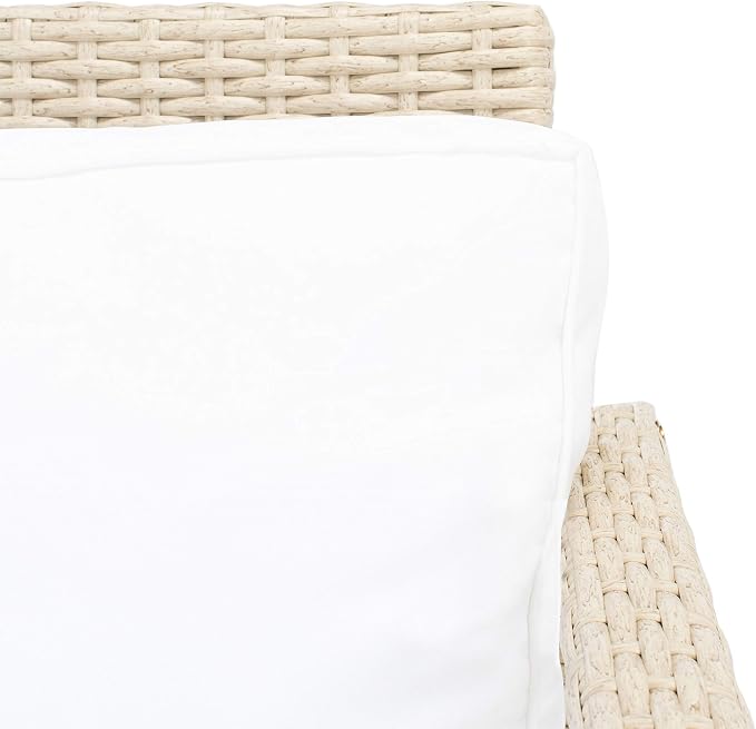 Safavieh Outdoor Collection Garnen Beige Wicker Cushion 4-Piece Living Set - Image 10