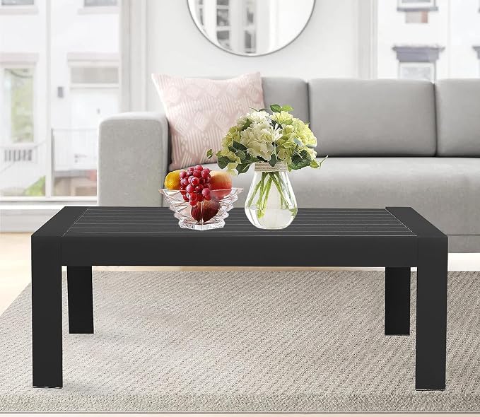 All-Weather Aluminum Outdoor Coffee Table, Modern Coffee Table - Image 8