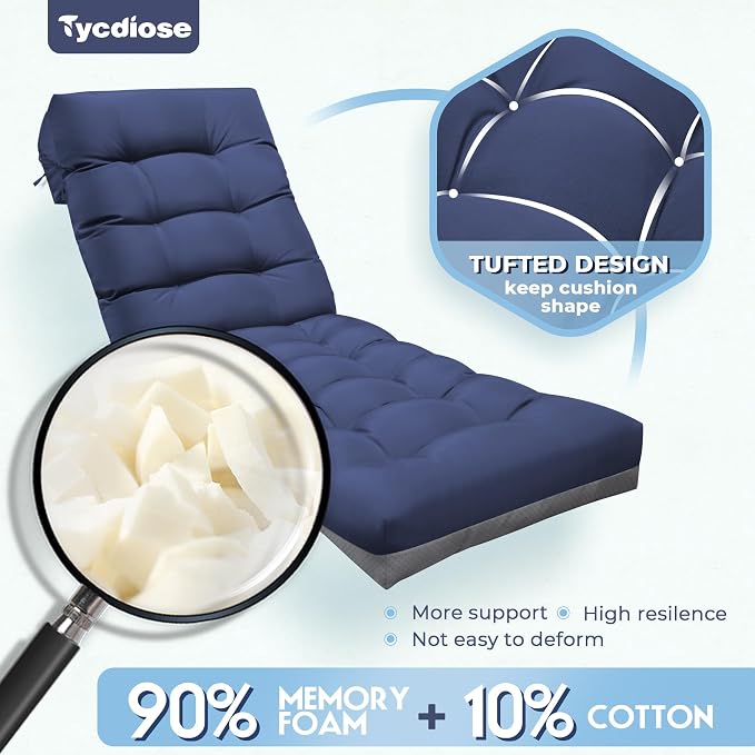 Outdoor Lounge Chair Cushion, Waterproof Chaise Lounge Cushions Replacement - Image 5