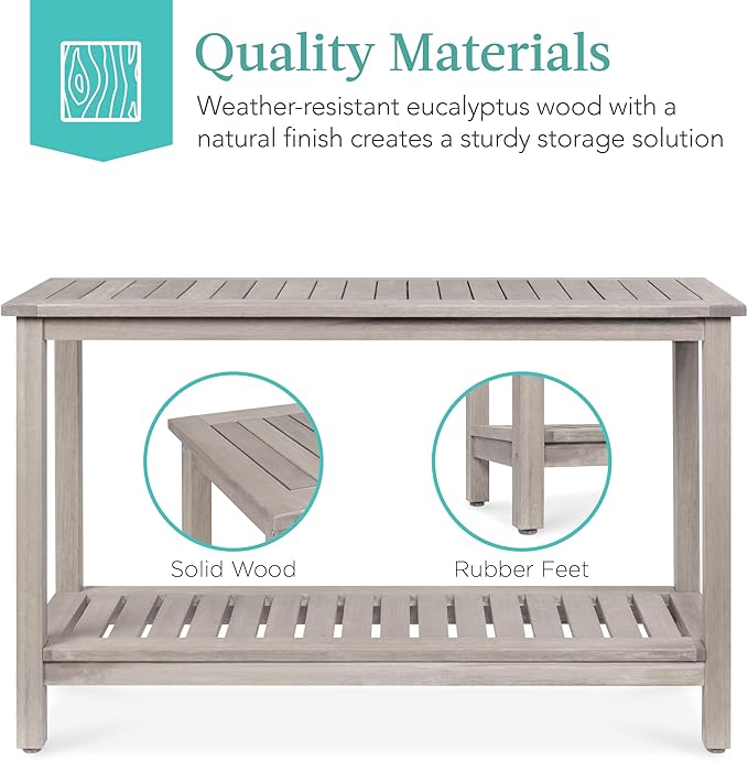Best Choice Products 48in 2-Shelf Eucalyptus Wooden Console Table Indoor - Image 7