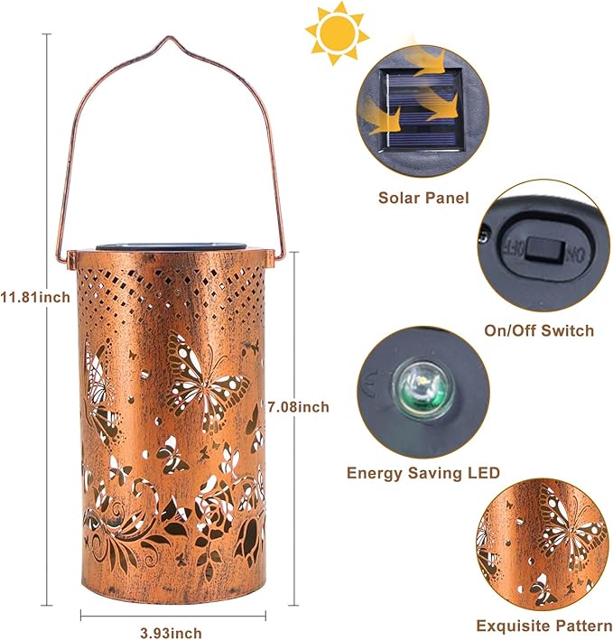 Butterfly Solar Lanterns Outdoor Waterproof Hanging Lights, Butterfly Gifts - Image 4