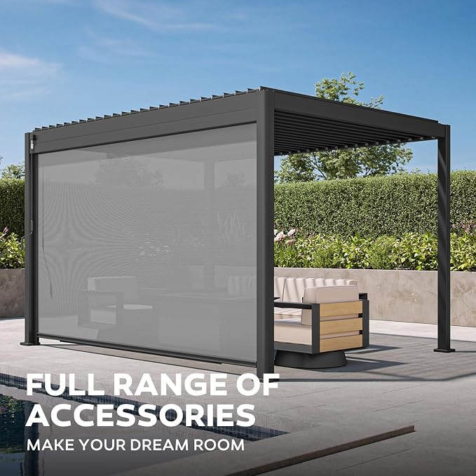 Mirador 111S Round Louvered Pergola Gazebo, 10Ft x 13Ft, Full Aluminum Frame - Image 2
