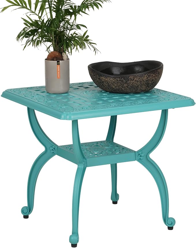 JARDIN DE CENTENNIAL Cast Aluminum Outdoor Side Table, Anti-Rust Outdoor End - Image 6