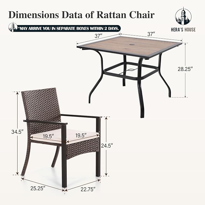 HERA'S HOUSE 5 Pieces Patio Dining Set, Outdoor Dining Set - Image 7