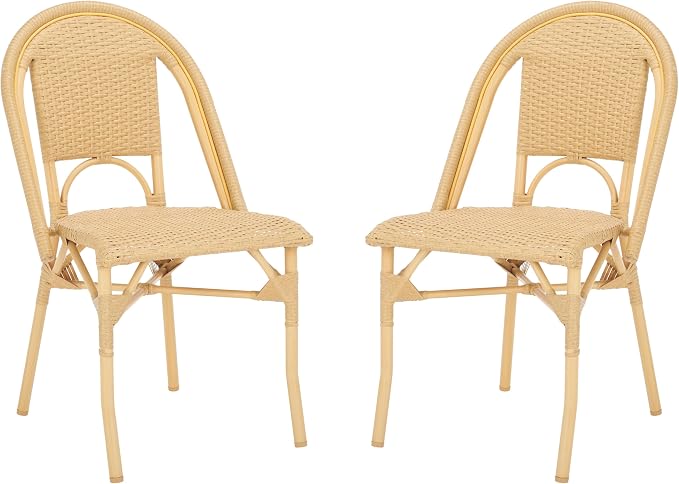 SAFAVIEH Outdoor Collection Torino Natural Wash Parisian Bistro Chair Set of 2 by SAFAVIEH